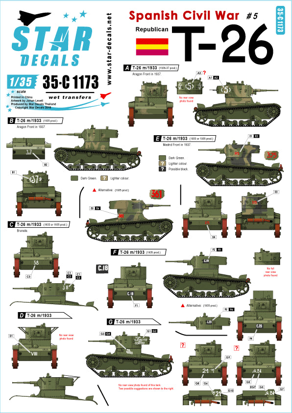 Star Decals 35-C1173 1:35 Spanish Civil War # 5