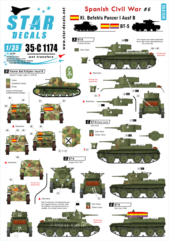 Star Decals 35-C1174 1:35 Spanish Civil War # 6