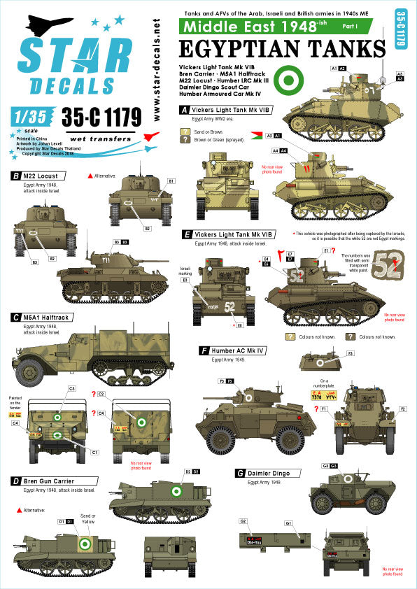 Star Decals 35-C1179 1:35 Middle East 1948