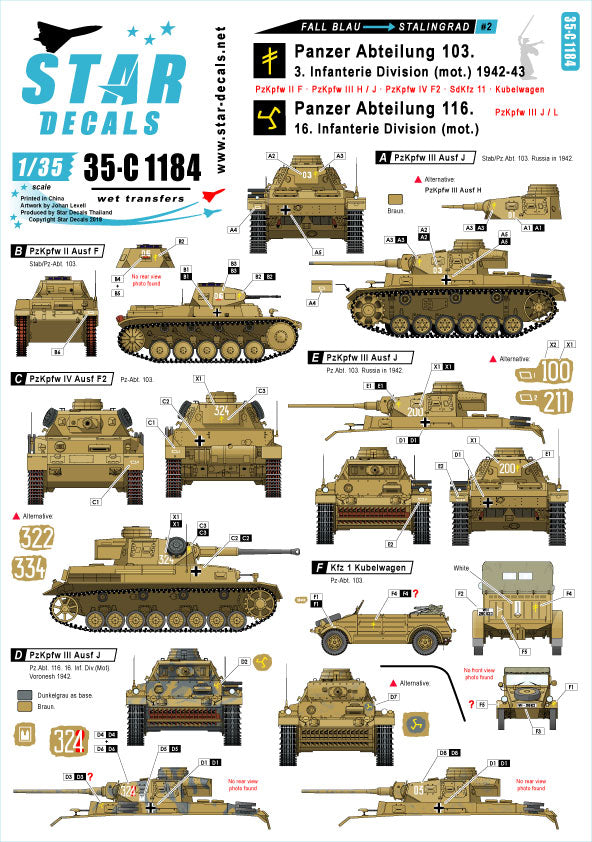 Star Decals 35-C1184 1:35 Fall Blau and Stalingrad # 2