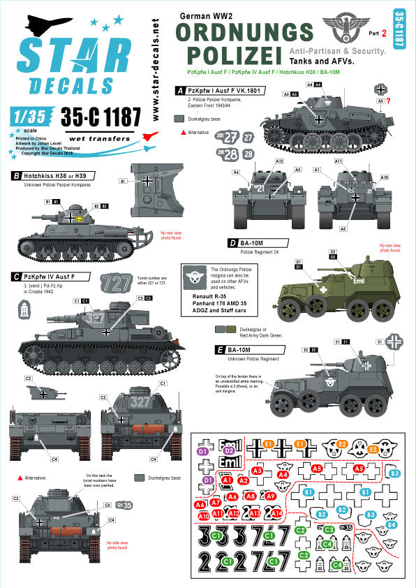 Star Decals 35-C1187 1:35 Ordnungs Polizei # 2