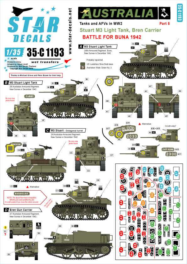 Star Decals 35-C1193 1:35 Australia Tanks & AFVs # 5