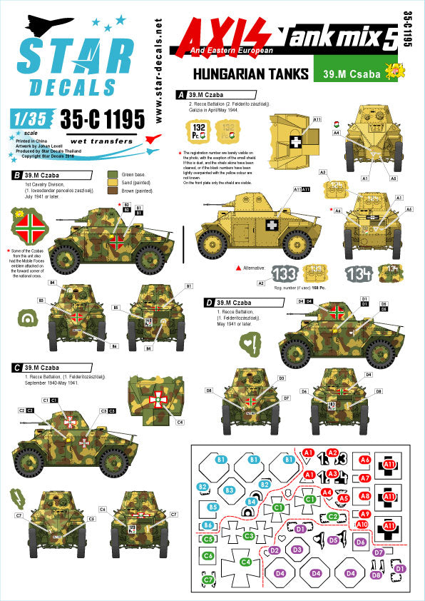 Star Decals 35-C1195 1:35 Axis & East European Tank mix # 5