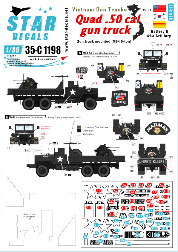Star Decals 35-C1198 1:35 Vietnam Gun Trucks # 5