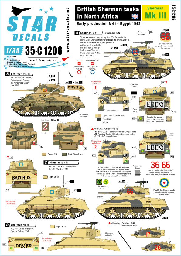 Star Decals 35-C1206 1:35 Sherman Mk.III