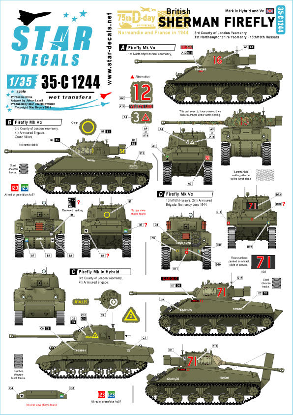 Star Decals 35-C1244 1:35 British Sherman Firefly