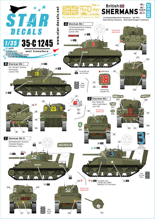 Star Decals 35-C1245 1:35 British Shermans