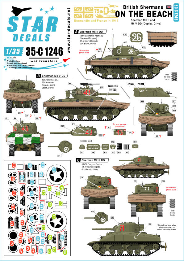 Star Decals 35-C1246 1:35 British Shermans on the beach