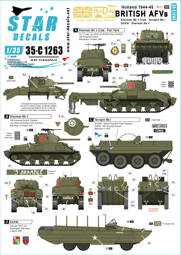 Star Decals 35-C1263 1:35 British AFVs in Holland 1944-45 # 1