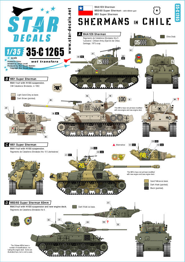 Star Decals 35-C1265 1:35 Shermans in Chile