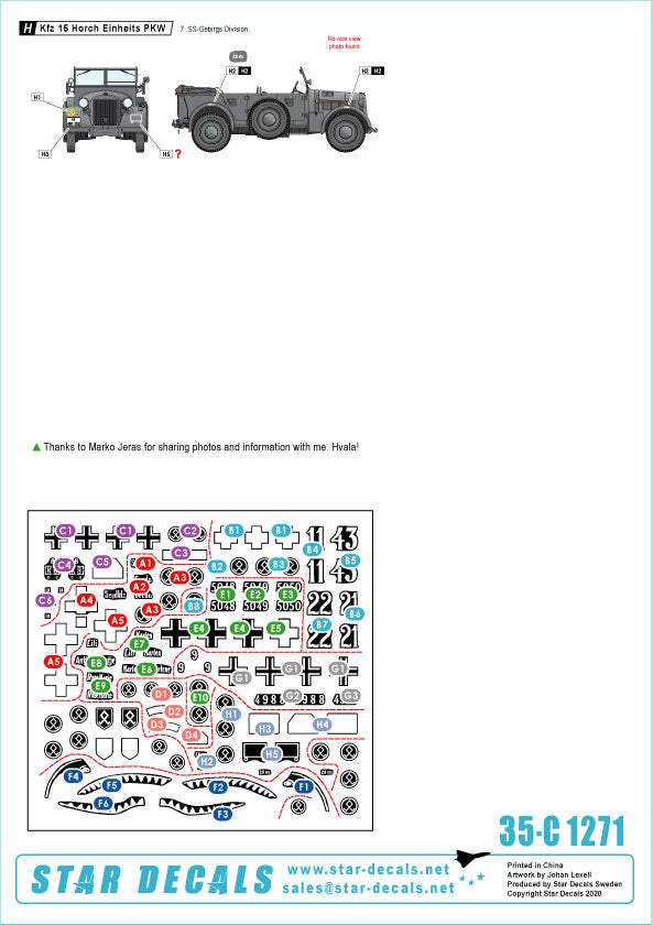 Star Decals 35-C1271 1:35 Balkan WW2 # 2