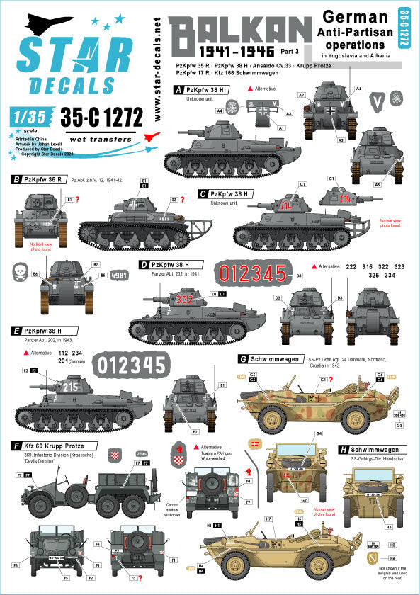 Star Decals 35-C1272 1:35 Balkan WW2 # 3
