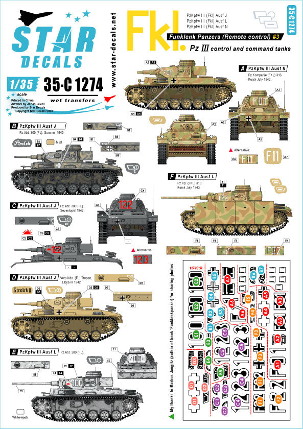 Star Decals 35-C1274 1:35 German Funklenk tanks # 3