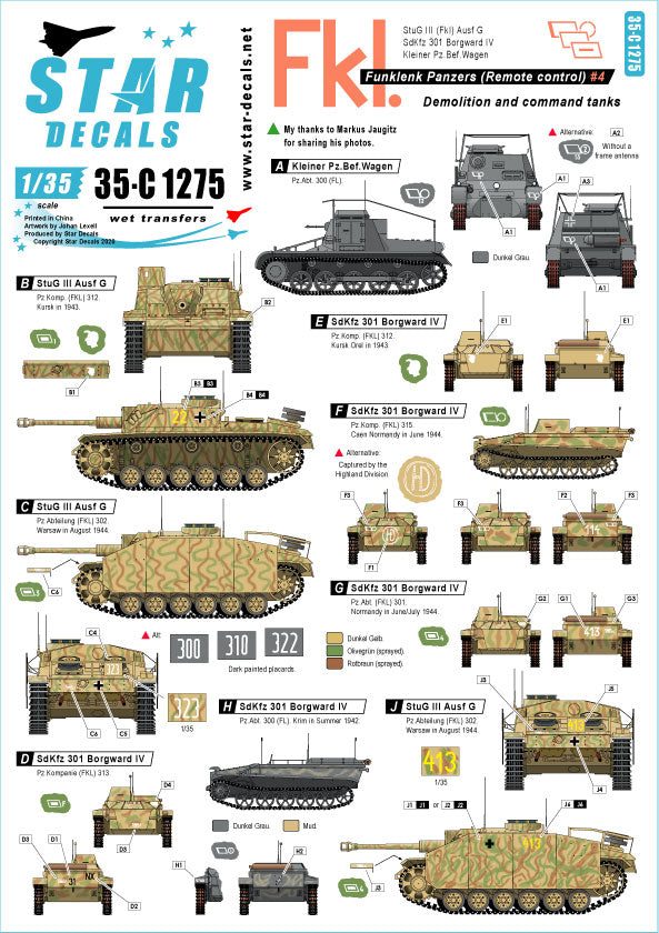 Star Decals 35-C1275 1:35 German Funklenk tanks # 4