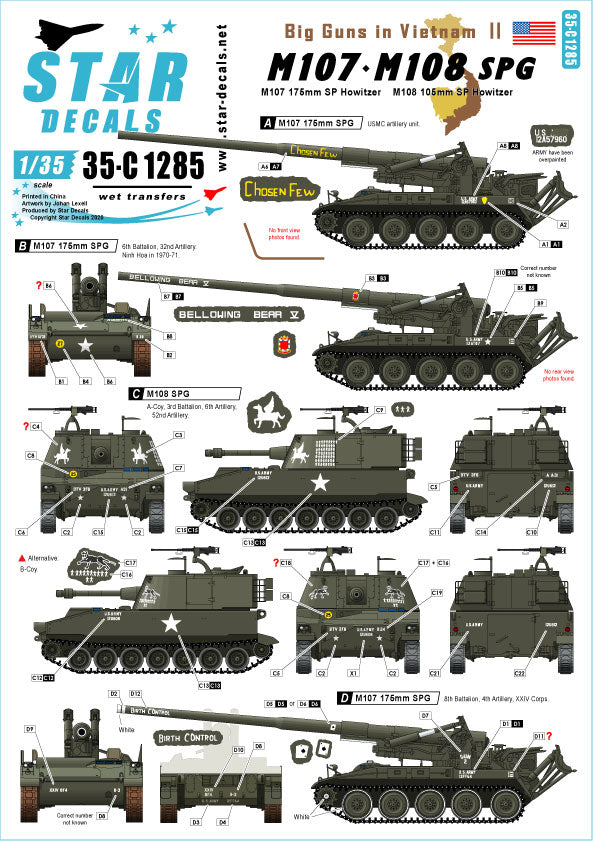 Star Decals 35-C1285 1:35 Big Guns in Vietnam # 2