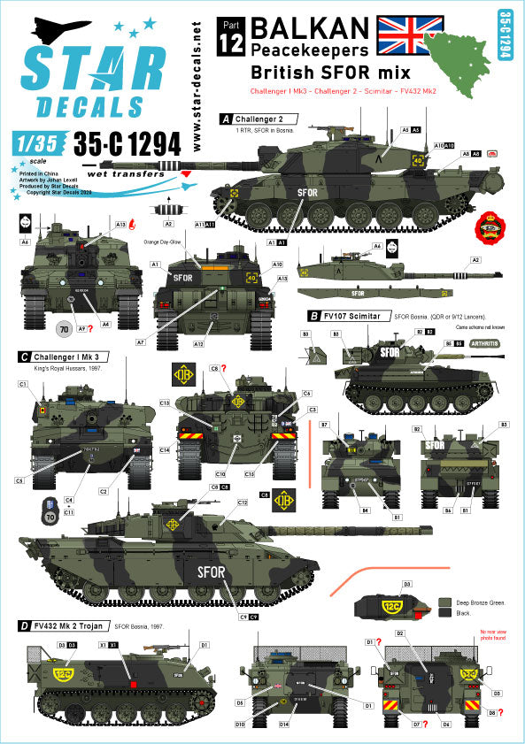 Star Decals 35-C1294 1:35 Balkan Peacekeepers # 12