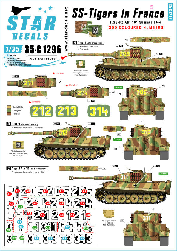 Star Decals 35-C1296 1:35 SS-Tigers in France # 5