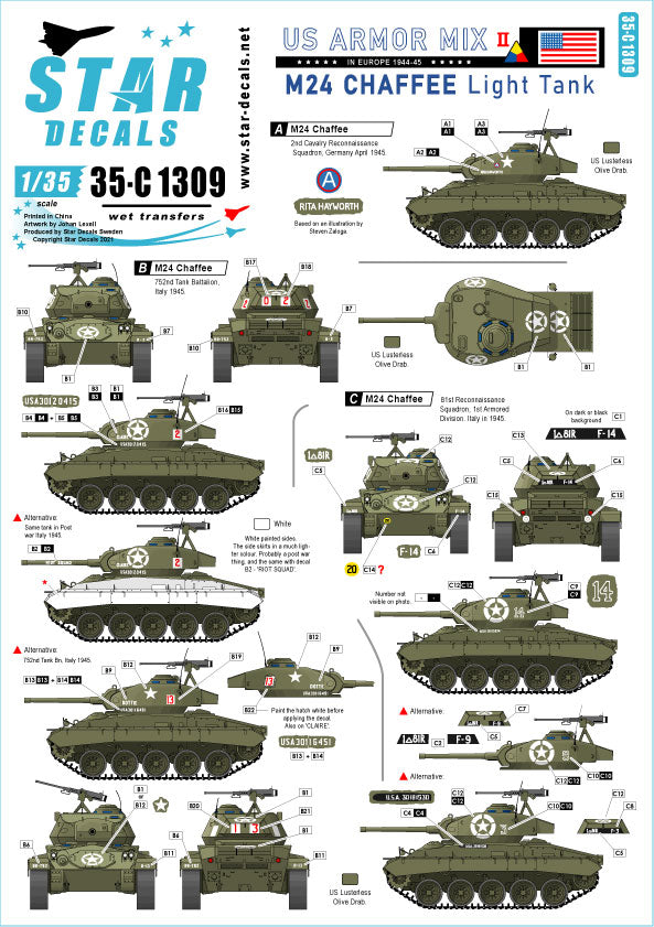 Star Decals 35-C1309 1:35 US Armored Mix # 2