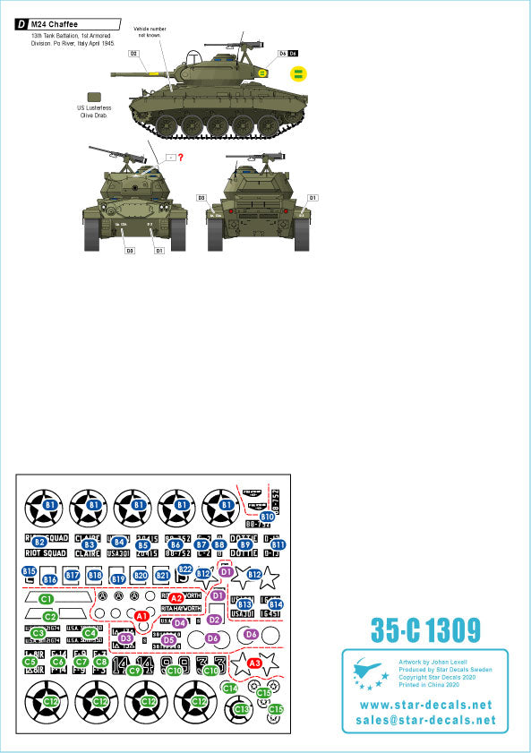 Star Decals 35-C1309 1:35 US Armored Mix # 2