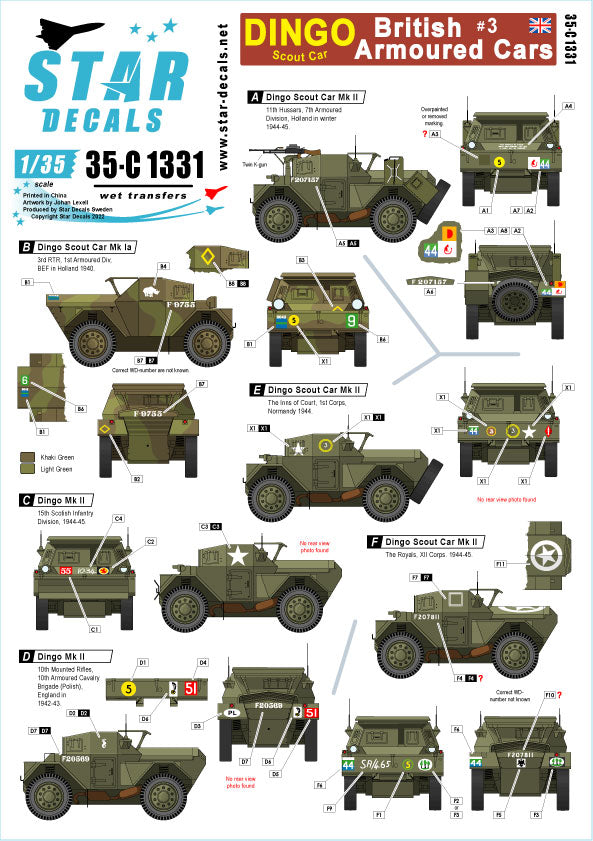 Star Decals 35-C1331 1:35 British Armoured Cars # 3