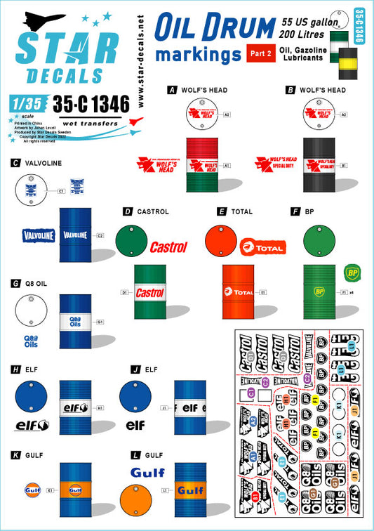 Star Decals 35-C1346 1:35 Oil Drum markings # 2