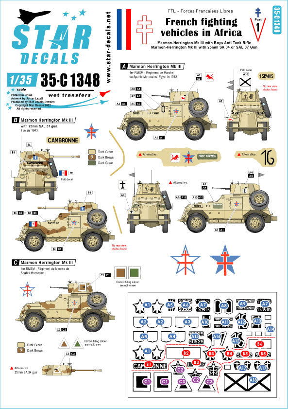Star Decals 35-C1348 1:35 French fighting vehicles in Africa # 1