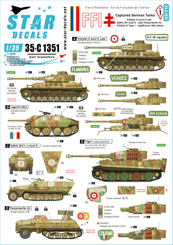 Star Decals 35-C1351 1:35 FFI # 1