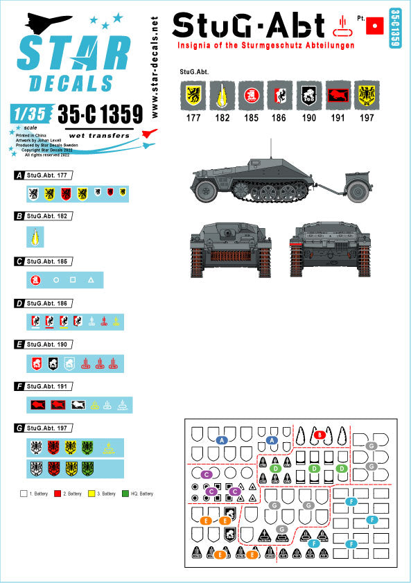 Star Decals StuG-Abt #1 Generic Insignia & Unit Markings 1:35