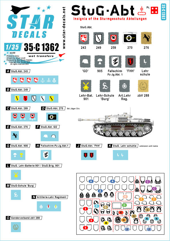 Star Decals Generic Insignia & Unit Markings for StuG Units 1:35