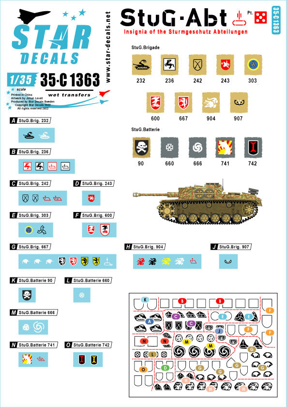 Star Decals StuG-Abt #5 Generic Insignia & Unit Markings 1:35