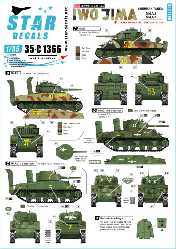 Star Decals 35-C1366 1:35 US PACIFIC WARS