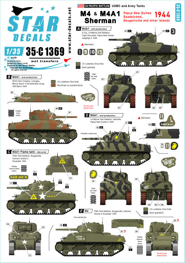Star Decals 35-C1369 1:35 US PACIFIC WARS