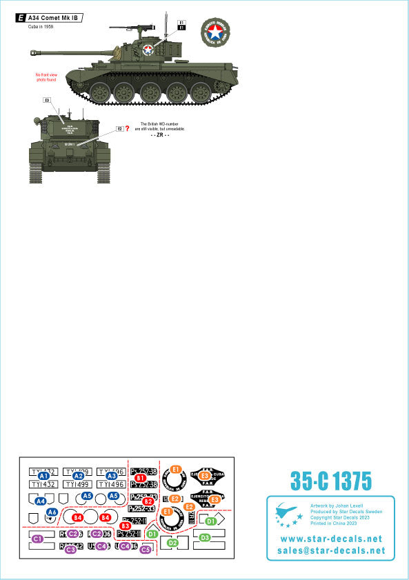 Star Decals 35-C1375 1:35 A34 Comet Post-war operators