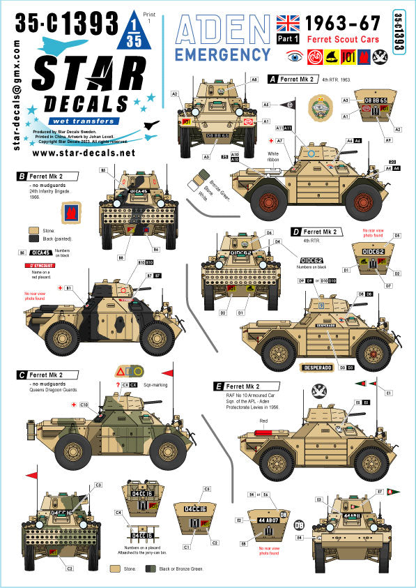 Star Decals 35-C1393 1:35 Aden Emergency 1963-67