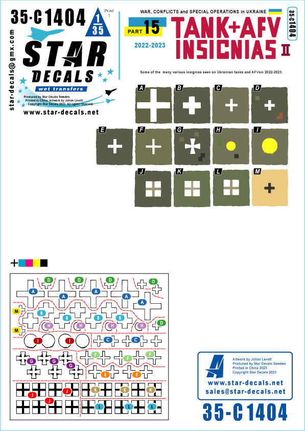 Star Decals 35-C1404 1:35 War in Ukraine # 14 Ukrainian Tanks and AFV insignias