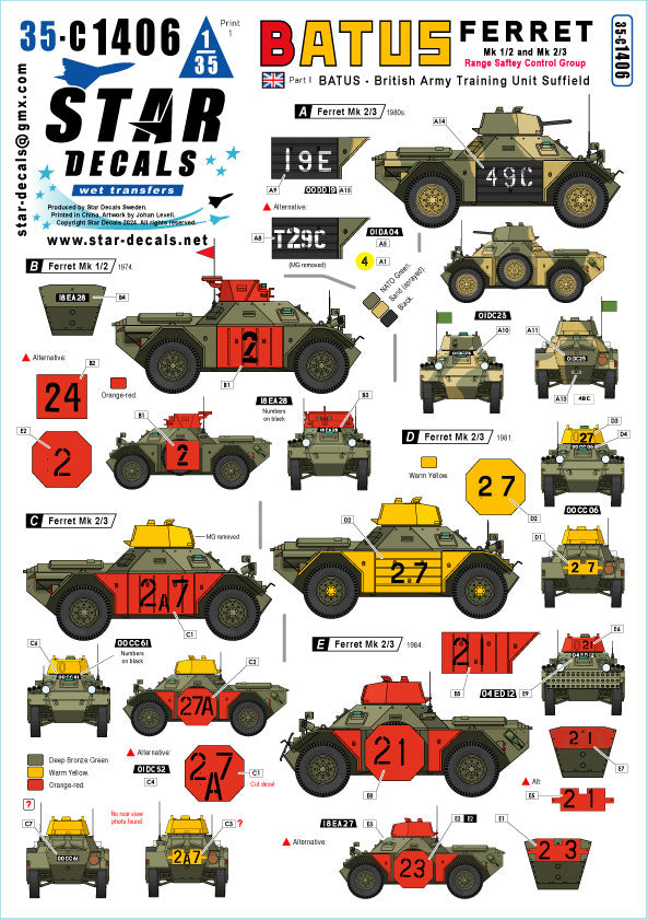 Star Decals 35-C1406 1:35 BATUS # 1