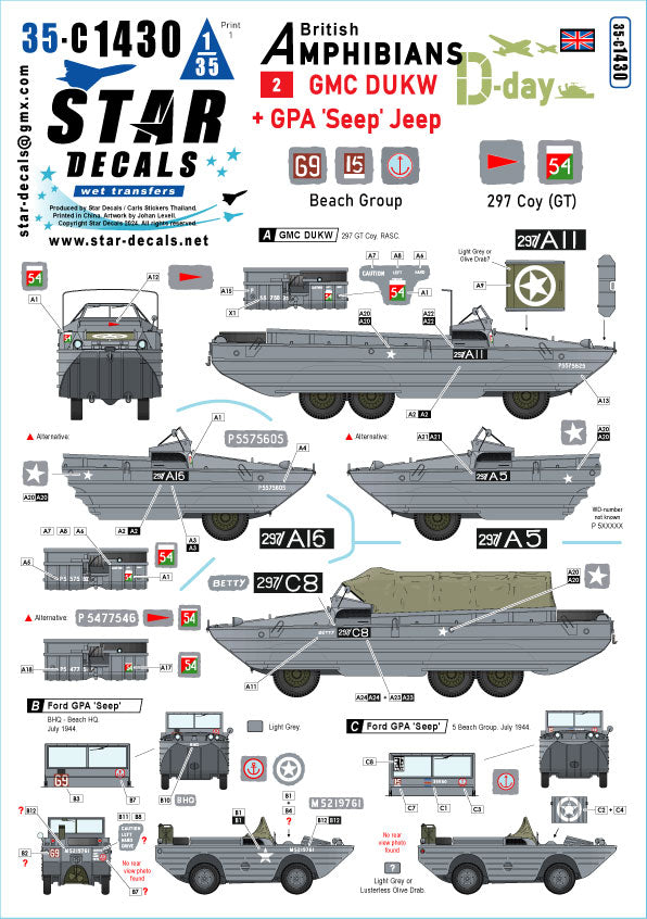 Star Decals 35-C1430 1:35 D-Day DUKW + SEEP
