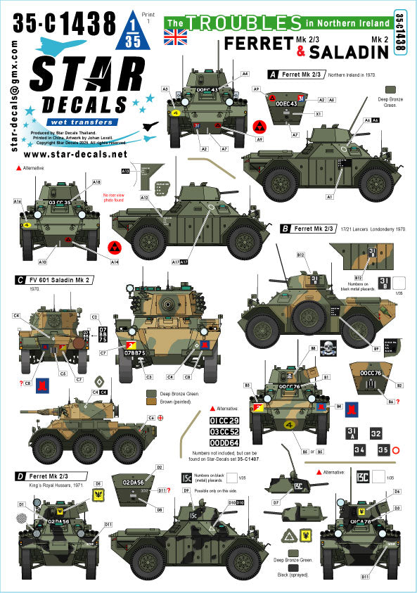 Star Decals 35-C1438 1:35 Ferret and Saladin