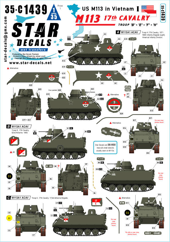 Star Decals 35-C1439 1:35 US M113 in Vietnam # 1