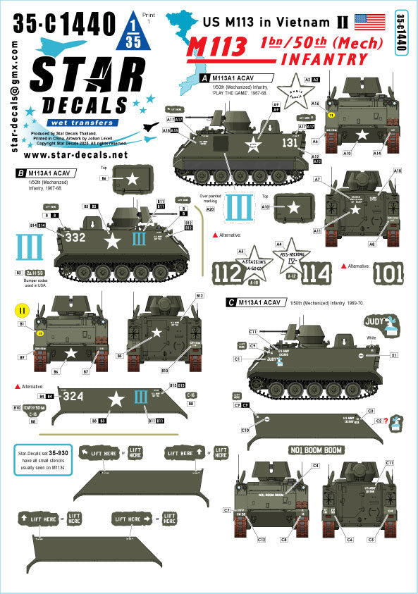 Star Decals 35-C1440 1:35 US M113 in Vietnam # 2