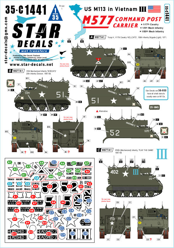 Star Decals 35-C1441 1:35 US M113 in Vietnam # 3