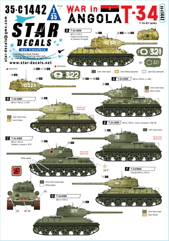 Star Decals 35-C1442 1:35 War in Angola # 1