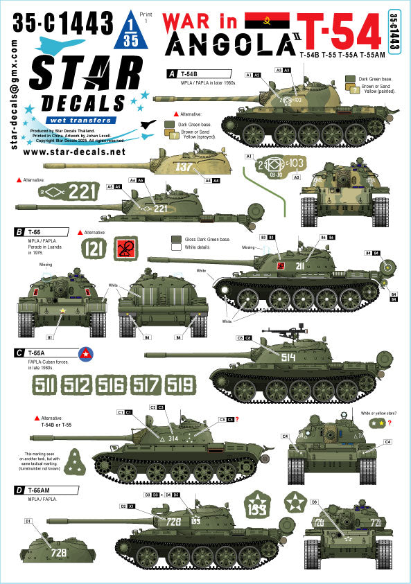 Star Decals 35-C1443 1:35 War in Angola # 2