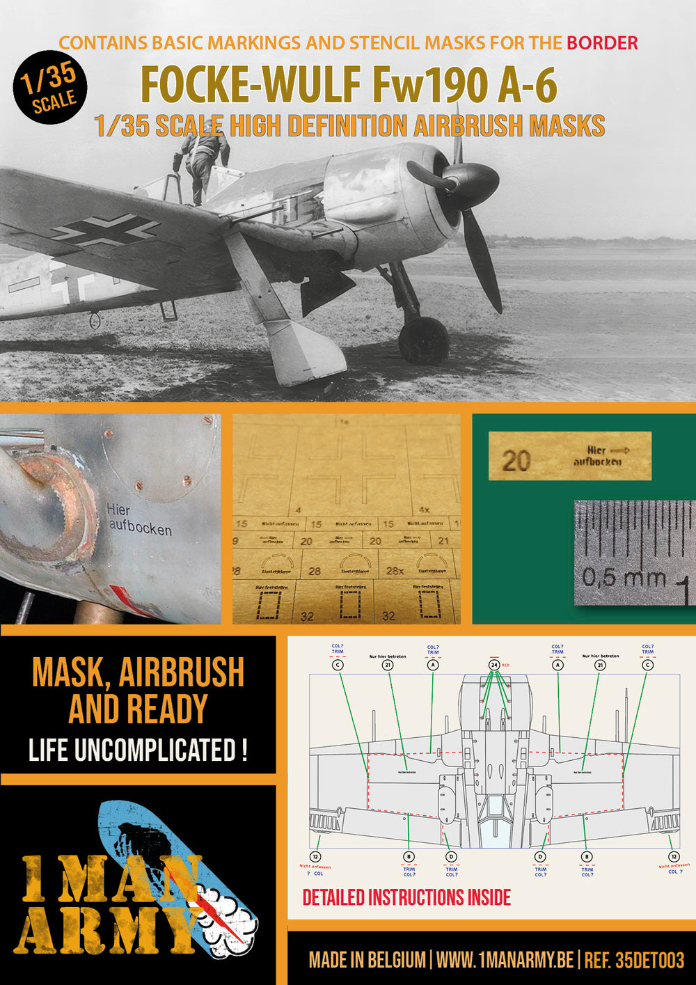1ManArmy Focke-Wulf Fw-190A-6 Stencils & National Insignia Masks 1:35