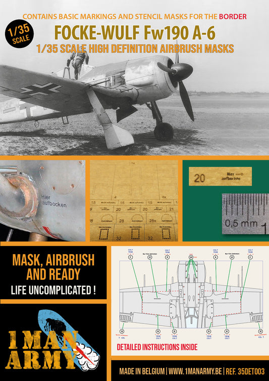 1ManArmy Focke-Wulf Fw-190A-6 Stencils & National Insignia Masks 1:35