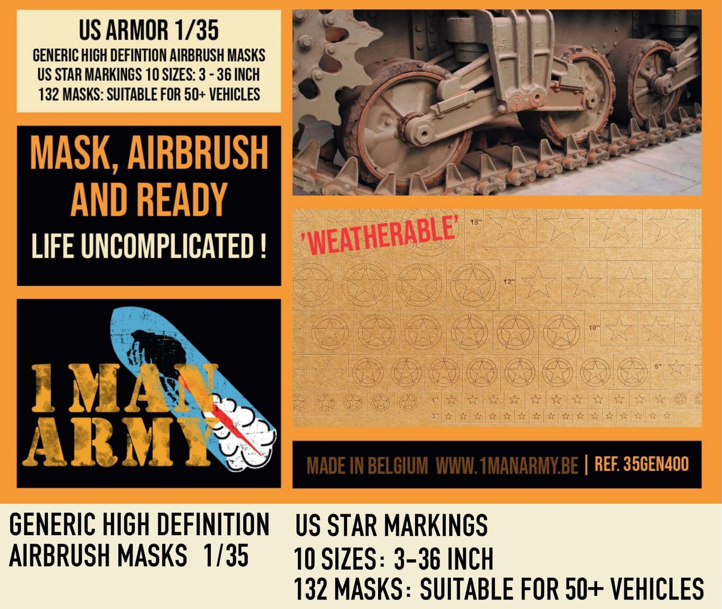 1ManArmy 35GEN400 US Stars 3"- 36"inch 1:35 Generic