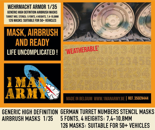 1ManArmy 35GEN444 GERMAN Turret Numbers Stencil 1:35 Generic