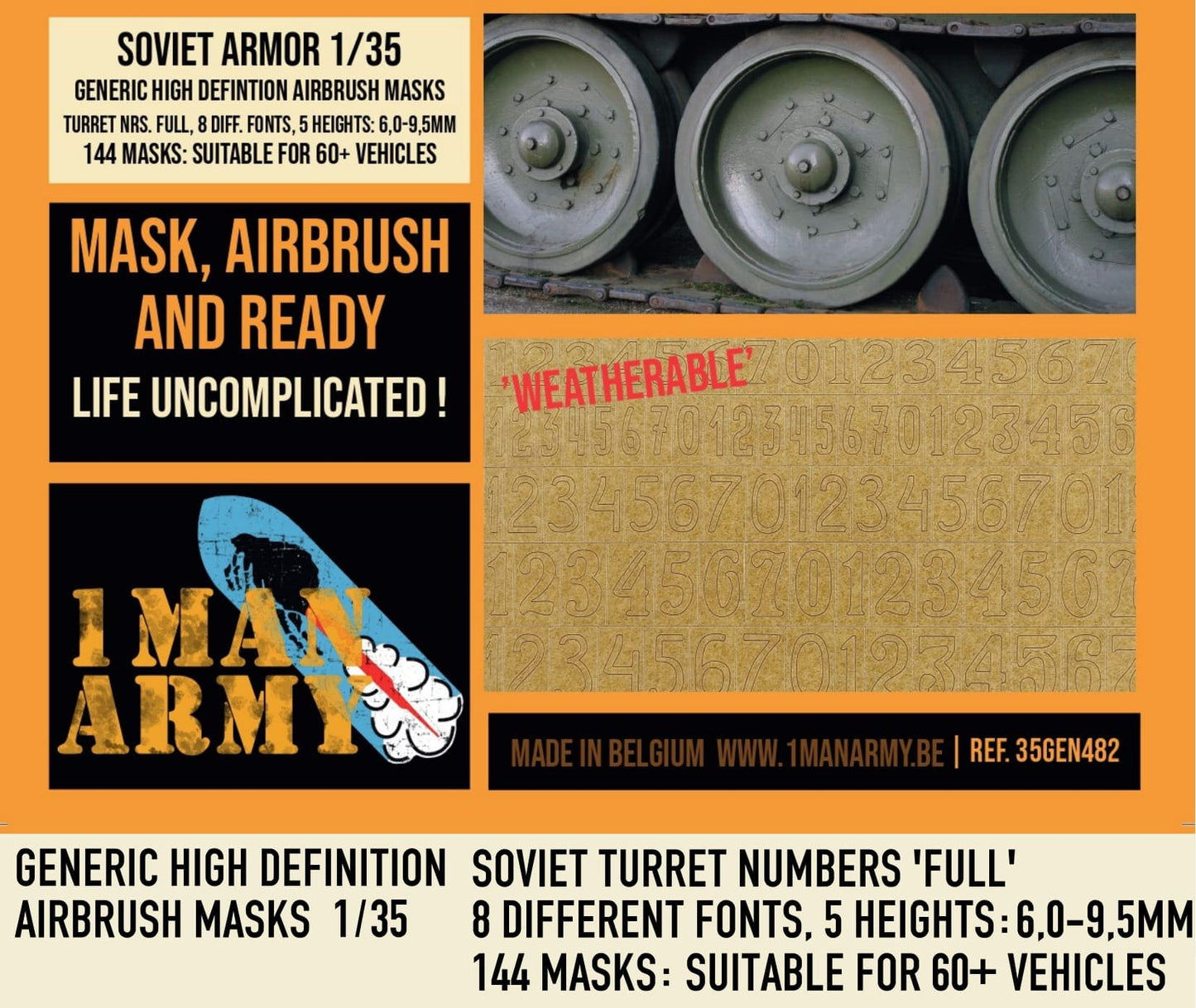 1ManArmy 35GEN482 1:35 SOVIET Turret Numbers heights 6