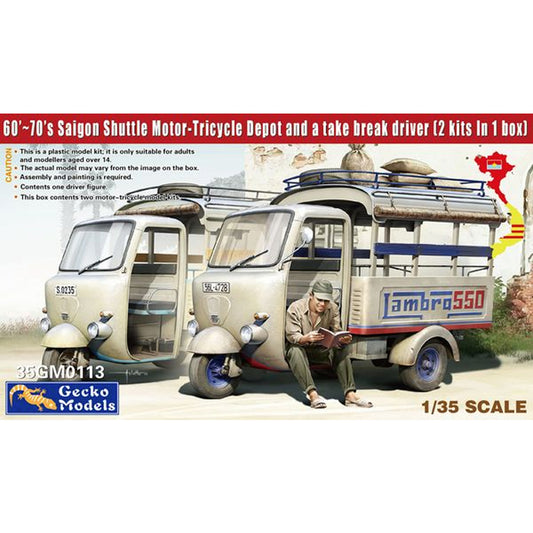 Gecko Models Saigon Shuttle Motor-Tricycles 1960-70s 1:35 Model Kit 35GM0113