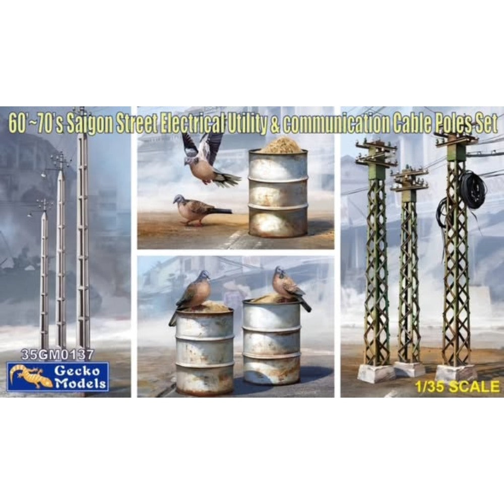 Gecko Models 35GM0137 60'~70' Electrical Utility & Communication Cable Poles Set